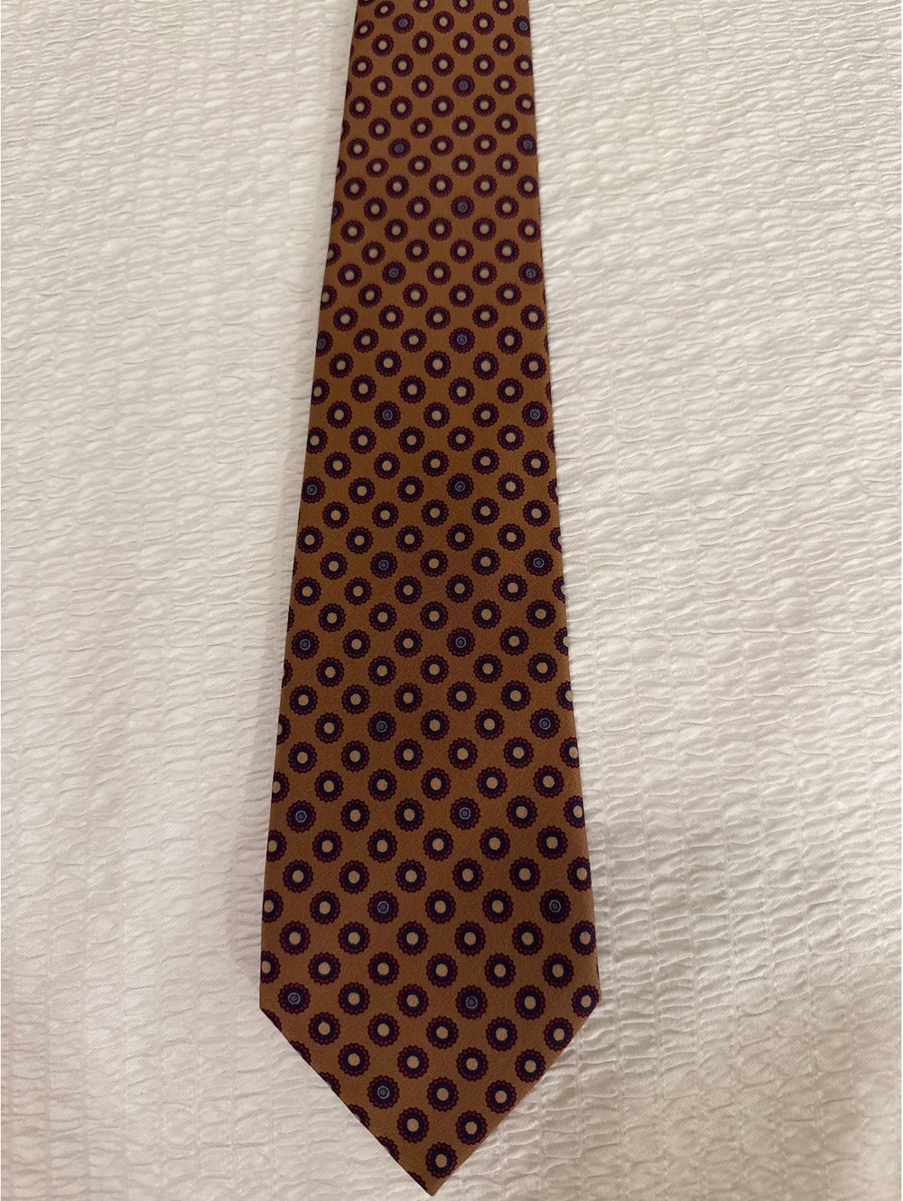 Stefano Ricci Firenze Men's Silk Tie Brown with Blue and Burgundy Floral Pattern